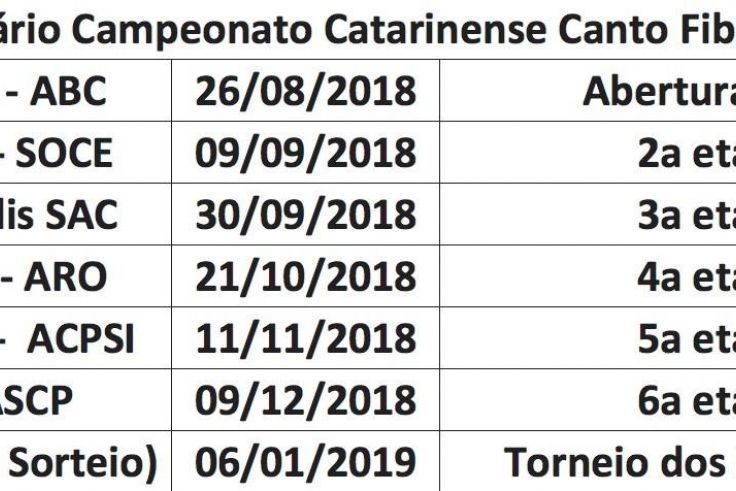 CALENDÁRIO CAMPEONATO CATARINENSE ANO 2018